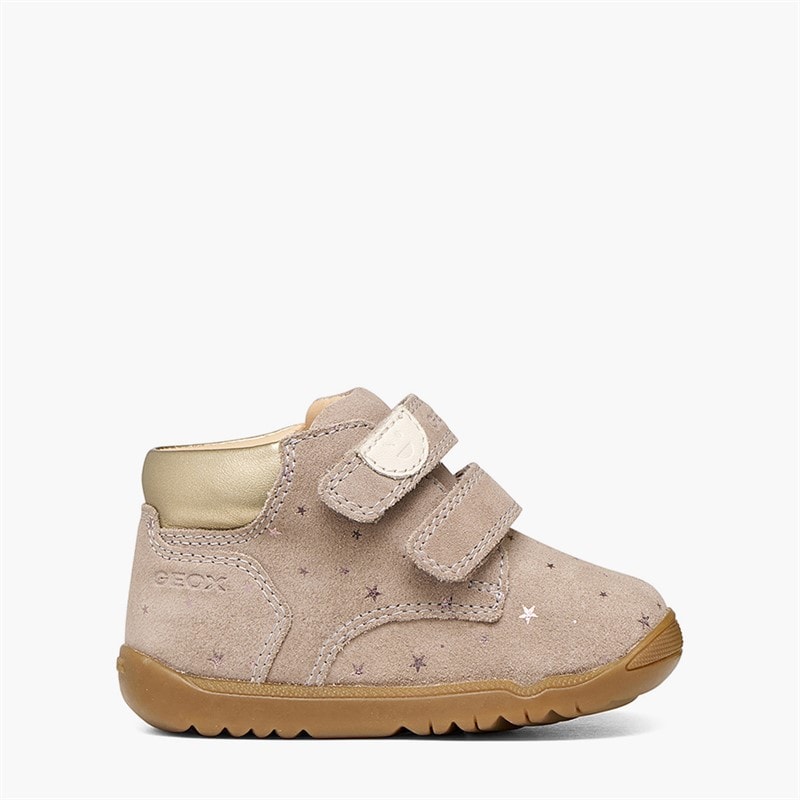 GEOX Infant Girls Macchia Velcro Trainers Dark Beige