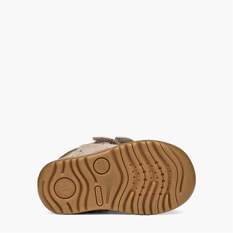 GEOX Infant Girls Macchia Velcro Trainers Dark Beige - Image 2