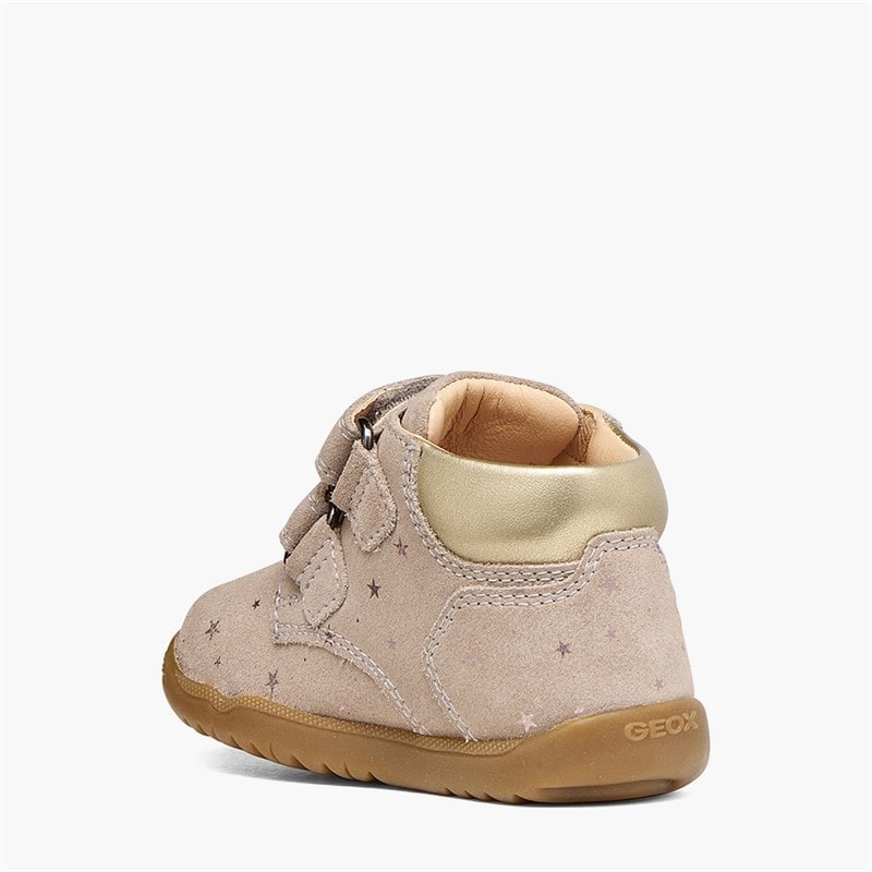 GEOX Infant Girls Macchia Velcro Trainers Dark Beige - Image 3