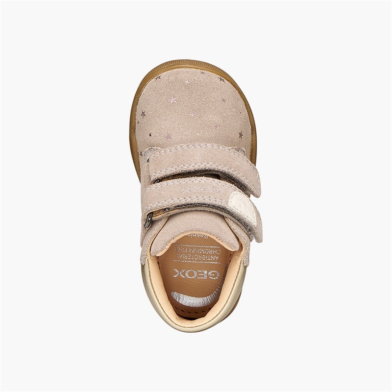 GEOX Infant Girls Macchia Velcro Trainers Dark Beige - Image 4