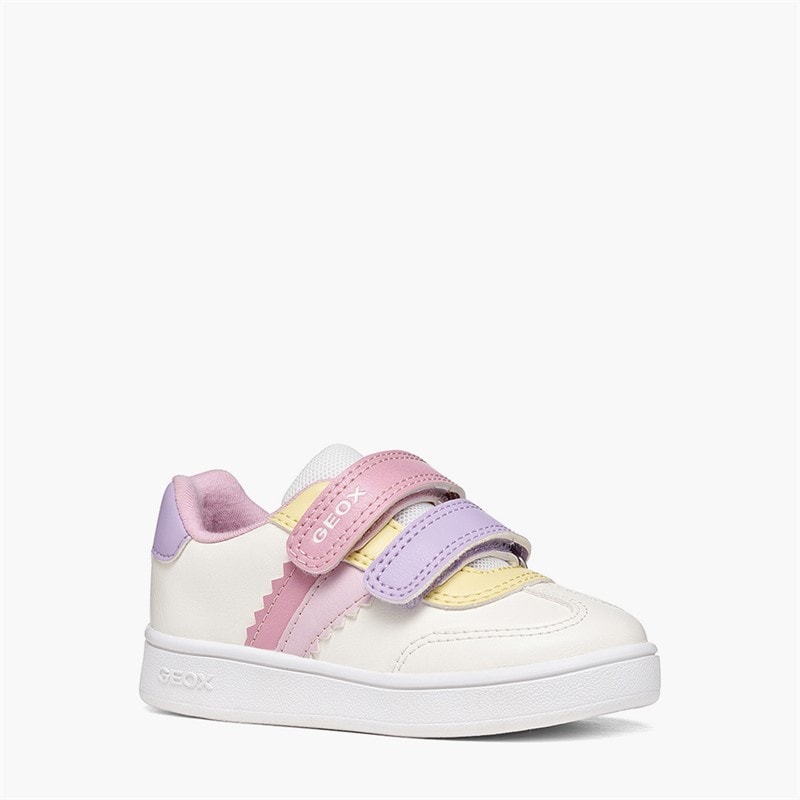 GEOX Infant Girls Eclyper Velcro Trainers Optic White/Rose - Image 5