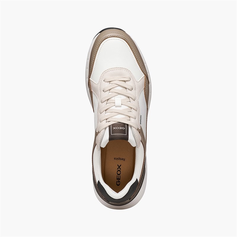 GEOX Mens Branthon Trainers White/Sand - Image 4