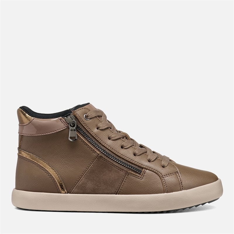 GEOX Womens Blomiee High Top Zip Trainers Taupe