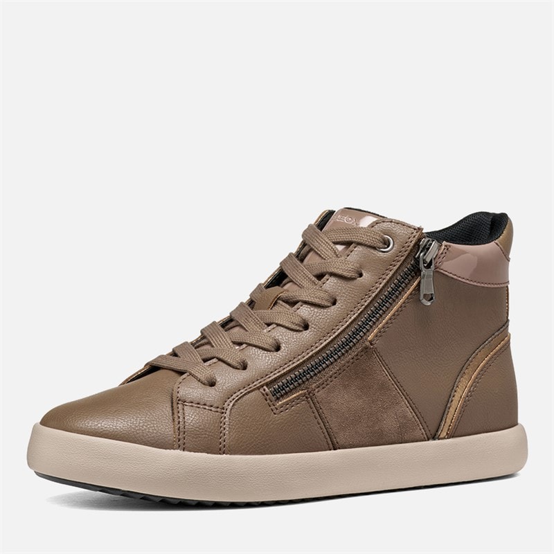 GEOX Womens Blomiee High Top Zip Trainers Taupe - Image 5
