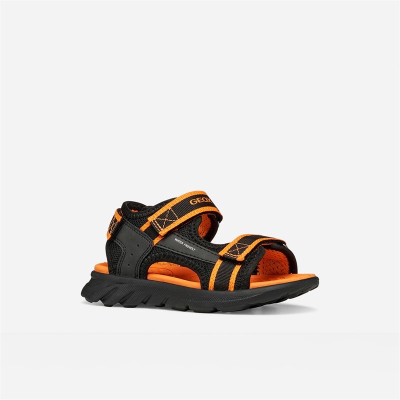GEOX Infant Boys Airadyum Ankle Strap Sandals Black/Orange - Image 3