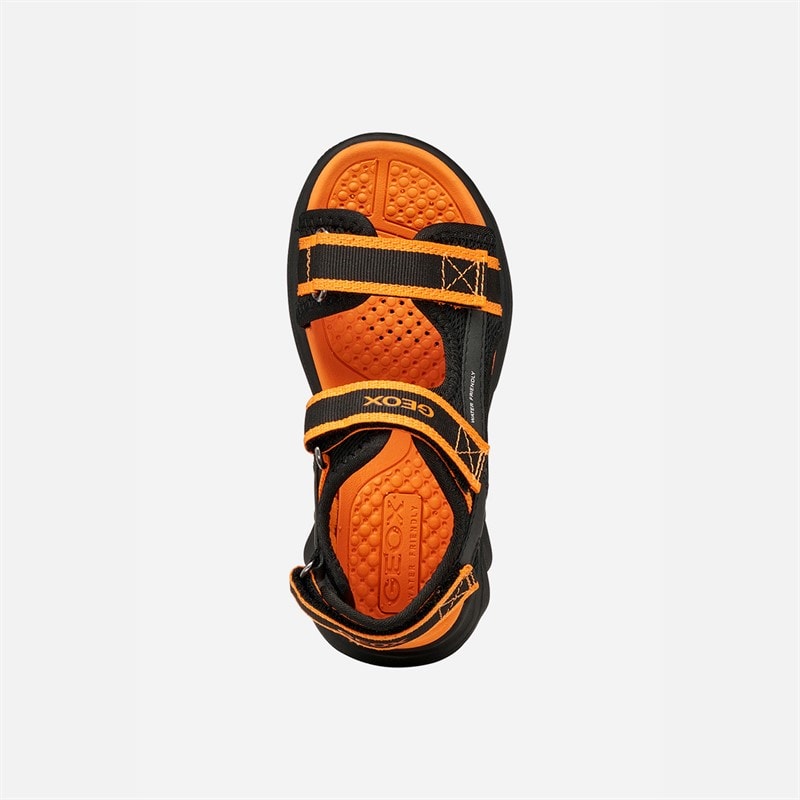 GEOX Infant Boys Airadyum Ankle Strap Sandals Black/Orange - Image 4