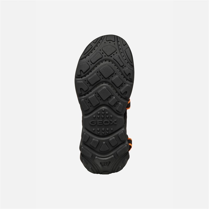 GEOX Infant Boys Airadyum Ankle Strap Sandals Black/Orange - Image 5