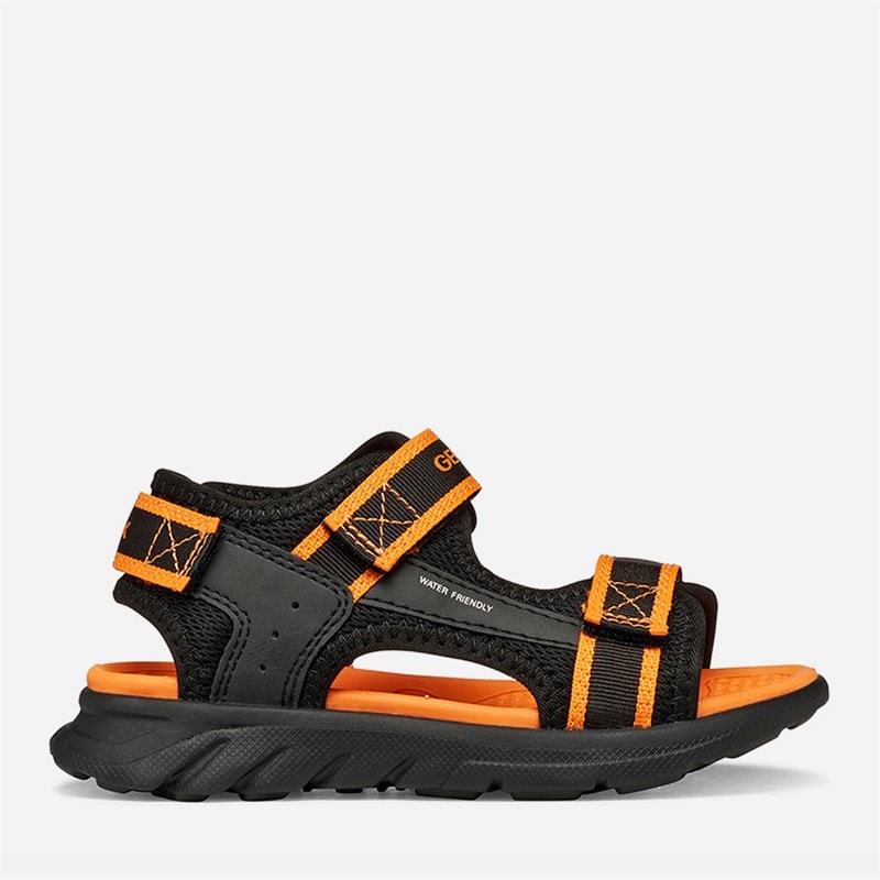 GEOX Junior Boys Airadyum Ankle Strap Sandals Black/Orange