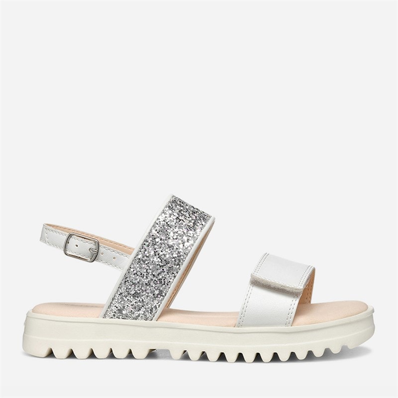 GEOX Junior Girls Coralie Sandals White/Light Silver White/Lt Silver