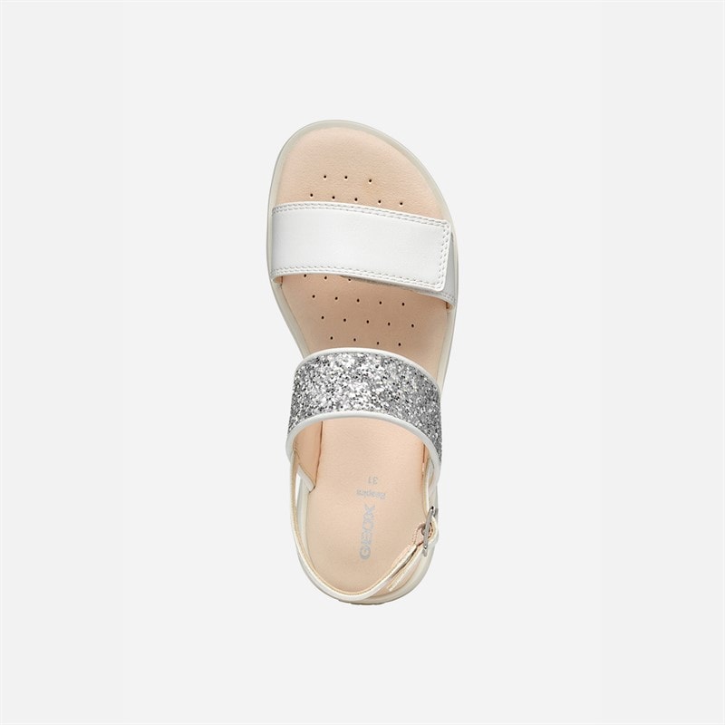 GEOX Junior Girls Coralie Sandals White/Light Silver White/Lt Silver - Image 4