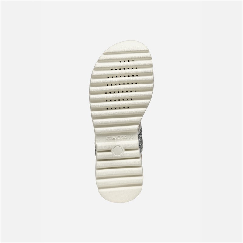 GEOX Junior Girls Coralie Sandals White/Light Silver White/Lt Silver - Image 5