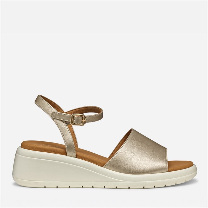 GEOX Womens Meliconia Wedge Sandals Light Gold Lt Gold