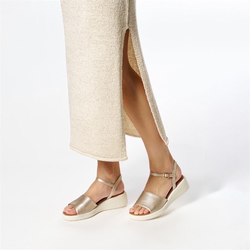 GEOX Womens Meliconia Wedge Sandals Light Gold Lt Gold - Image 2