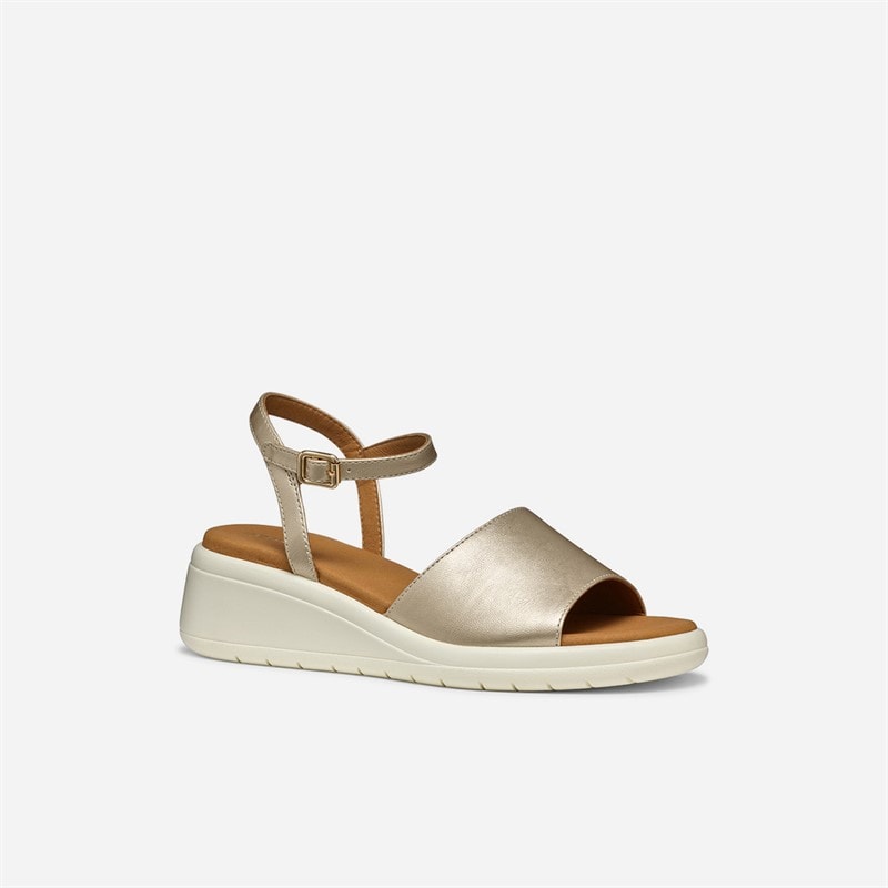 GEOX Womens Meliconia Wedge Sandals Light Gold Lt Gold - Image 3