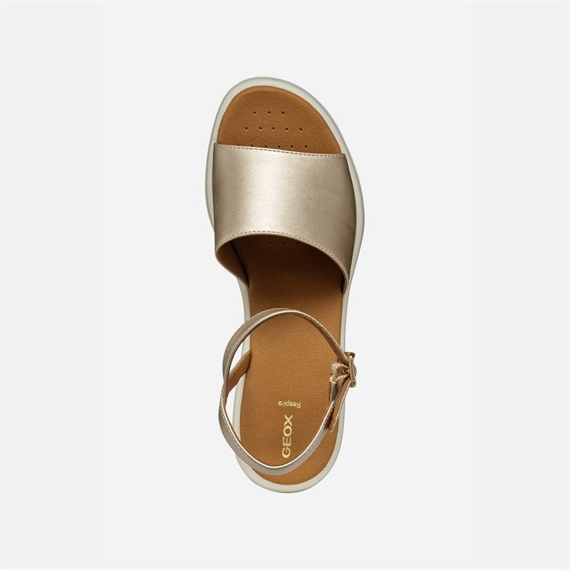 GEOX Womens Meliconia Wedge Sandals Light Gold Lt Gold - Image 4