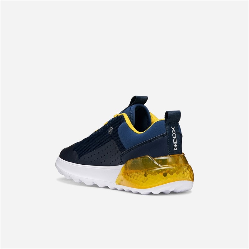 GEOX Boys Activart Illuminus Light Up Trainers Navy/Yellow - Image 3