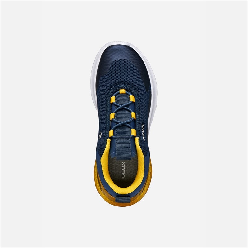 GEOX Boys Activart Illuminus Light Up Trainers Navy/Yellow - Image 4