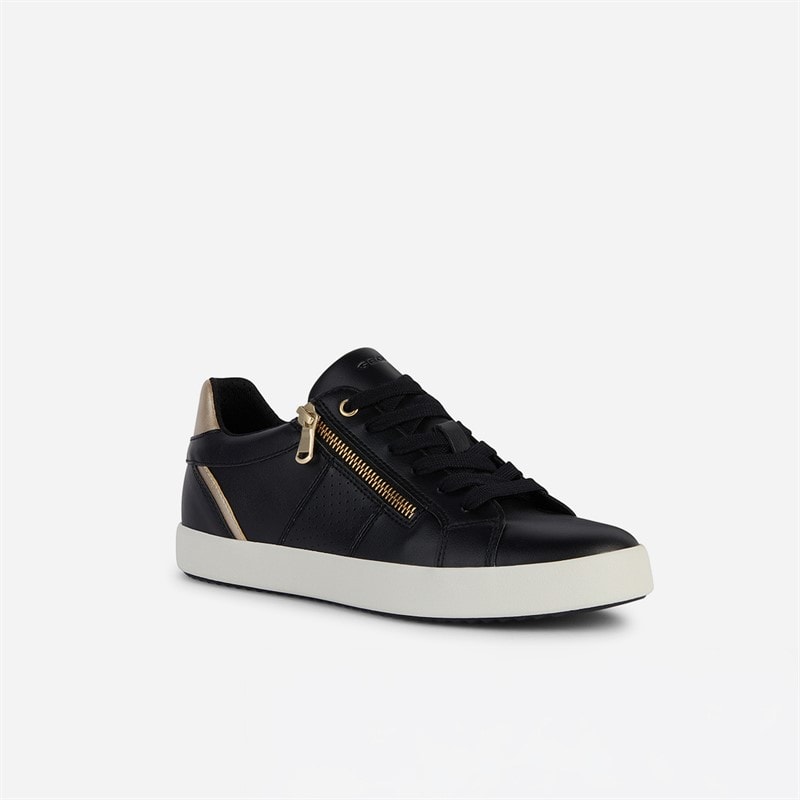 GEOX Womens Bloomie Trainers Black/Light Gold Black/Lt Gold - Image 2