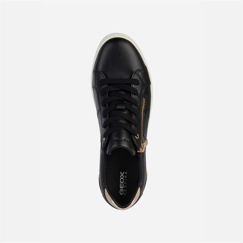 GEOX Womens Bloomie Trainers Black/Light Gold Black/Lt Gold - Image 4