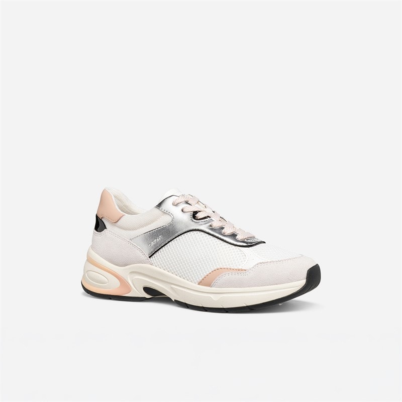 GEOX Womens Zarvia Trainers White/Silver - Image 2