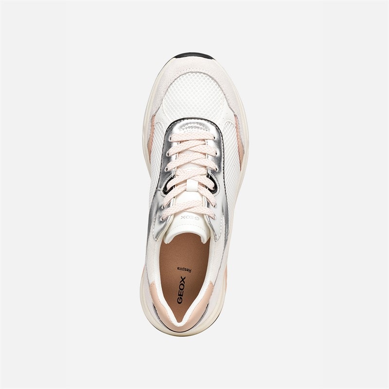 GEOX Womens Zarvia Trainers White/Silver - Image 4