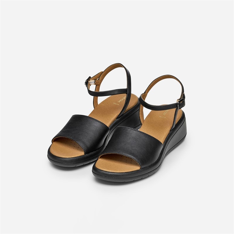 GEOX Womens Meliconia Wedge Sandals Black - Image 3