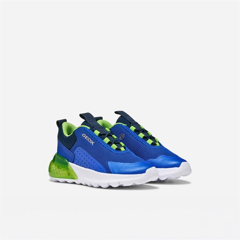 GEOX Boys Activart Illuminus Light Up Trainers Royal/Green - Image 2