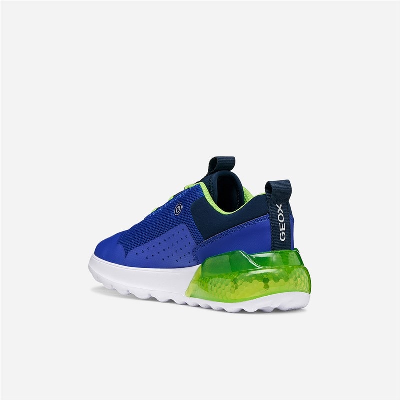 GEOX Boys Activart Illuminus Light Up Trainers Royal/Green - Image 3