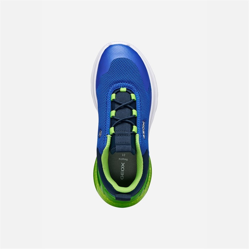 GEOX Boys Activart Illuminus Light Up Trainers Royal/Green - Image 4
