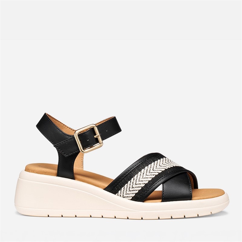 GEOX Womens Meliconia Wedge Sandals Black