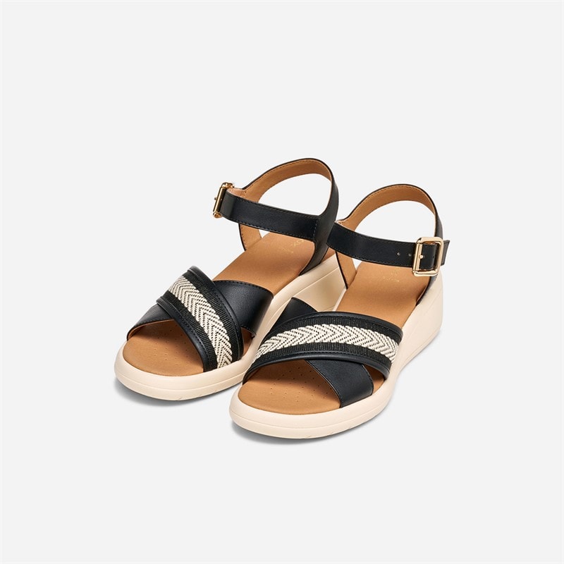 GEOX Womens Meliconia Wedge Sandals Black - Image 3
