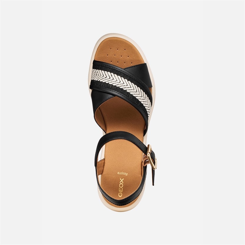 GEOX Womens Meliconia Wedge Sandals Black - Image 4