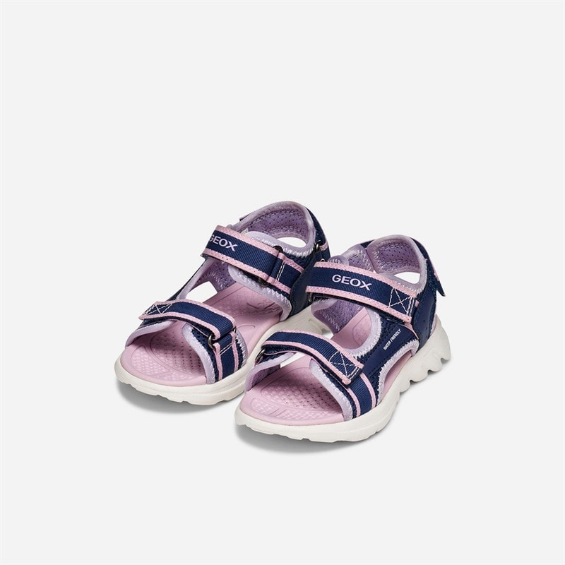 GEOX Girls Airadyum Ankle Strap Sandals Navy/Lilac - Image 2