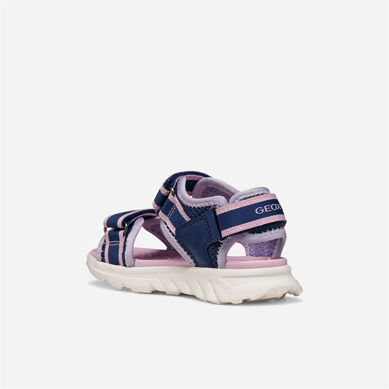 GEOX Girls Airadyum Ankle Strap Sandals Navy/Lilac - Image 3