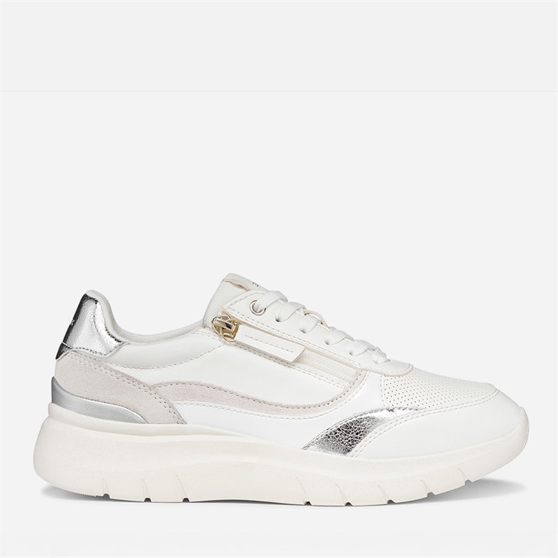 GEOX Womens Plummery Trainers White/Silver