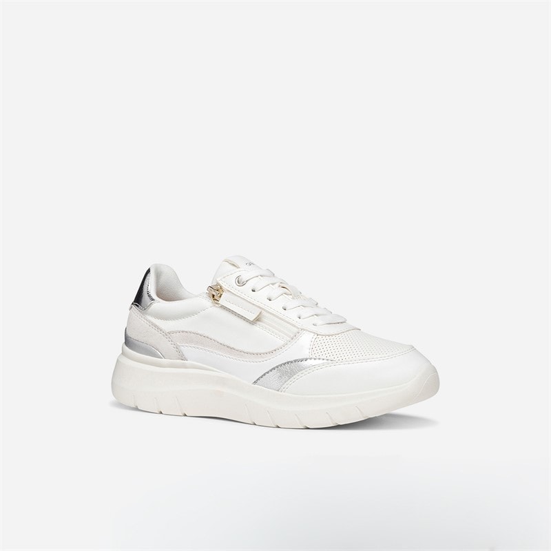 GEOX Womens Plummery Trainers White/Silver - Image 2