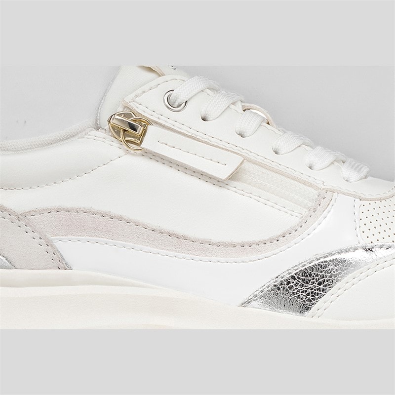 GEOX Womens Plummery Trainers White/Silver - Image 3
