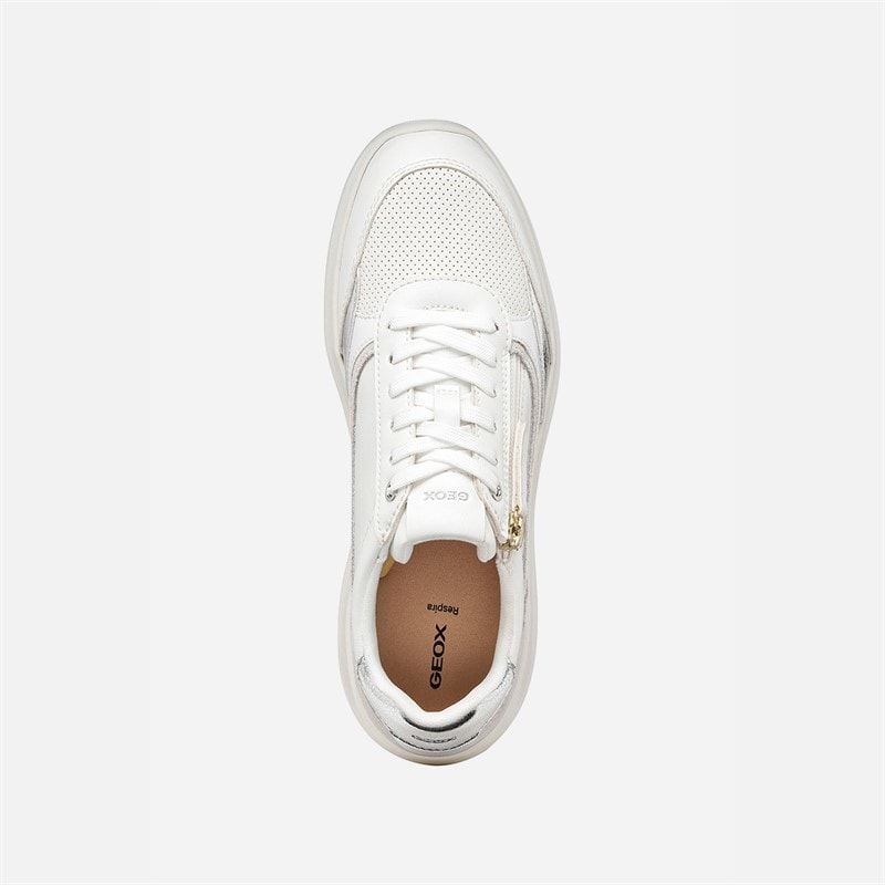 GEOX Womens Plummery Trainers White/Silver - Image 4