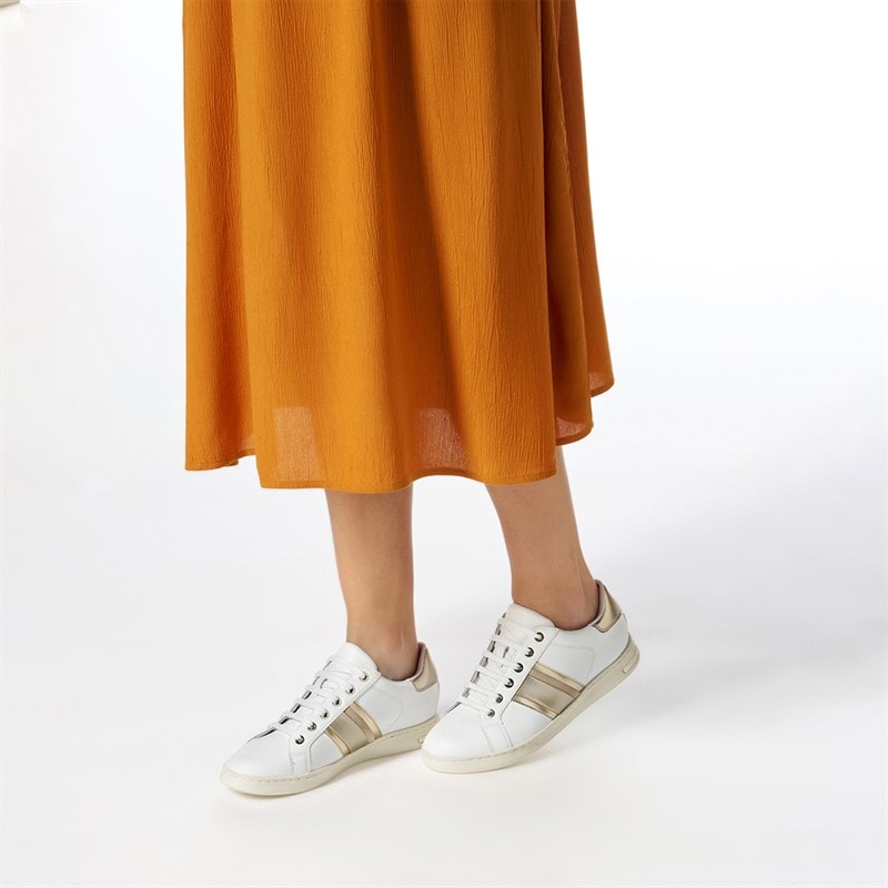 GEOX Womens Jaysen Trainers White/Light Gold White/Lt Gold - Image 2