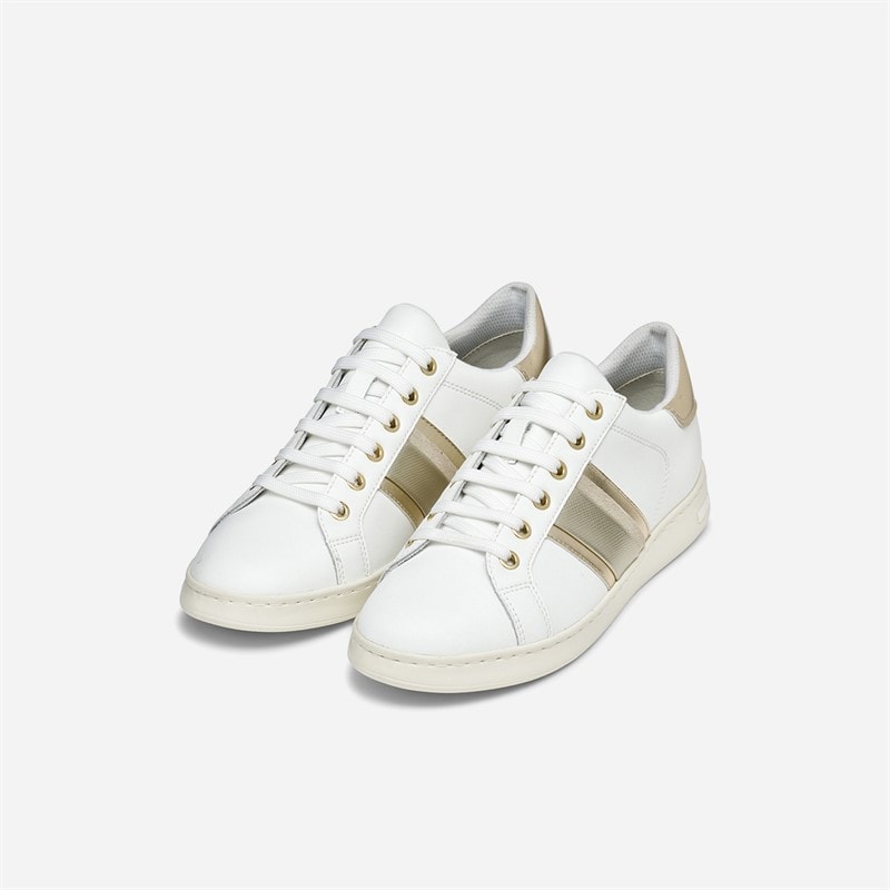 GEOX Womens Jaysen Trainers White/Light Gold White/Lt Gold - Image 3