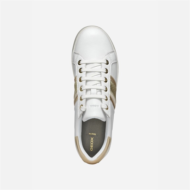 GEOX Womens Jaysen Trainers White/Light Gold White/Lt Gold - Image 4