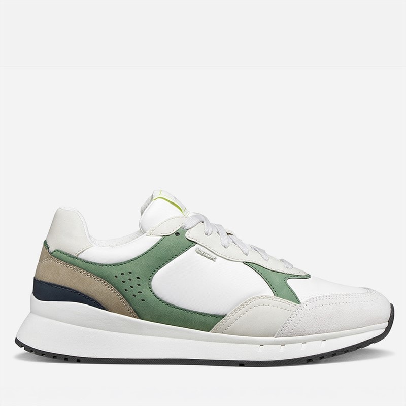 GEOX Mens Branthon Trainers White/Olive