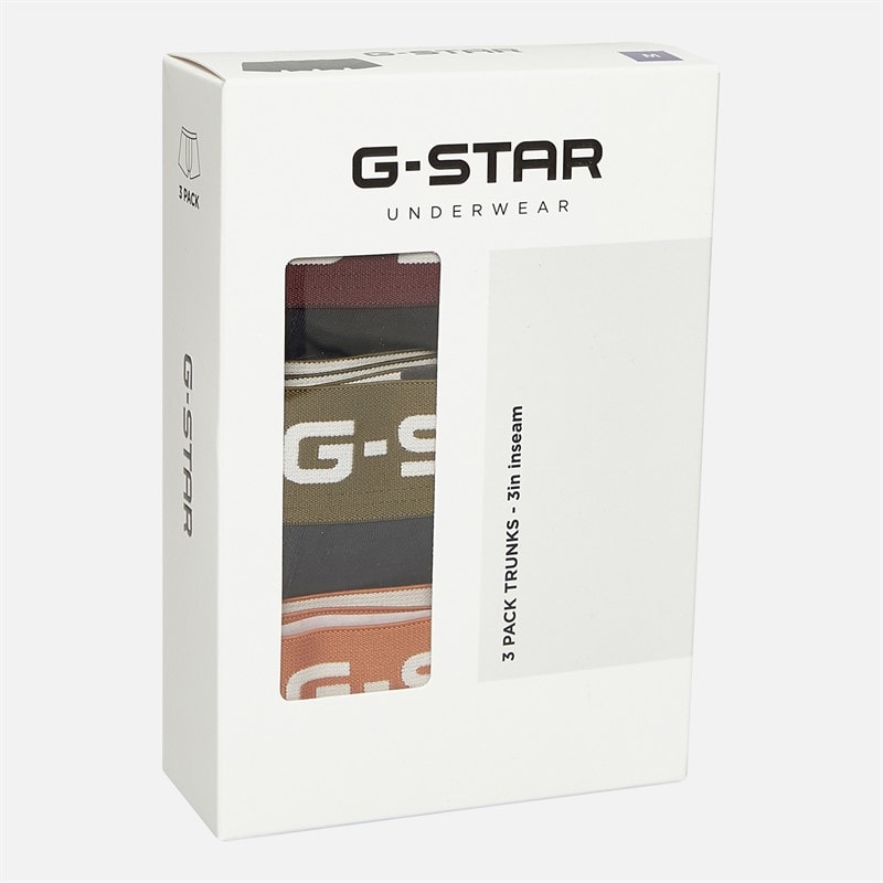 G-STAR Mens Tide Three Pack Boxer Trunks Black Multi Waistbands - Image 2