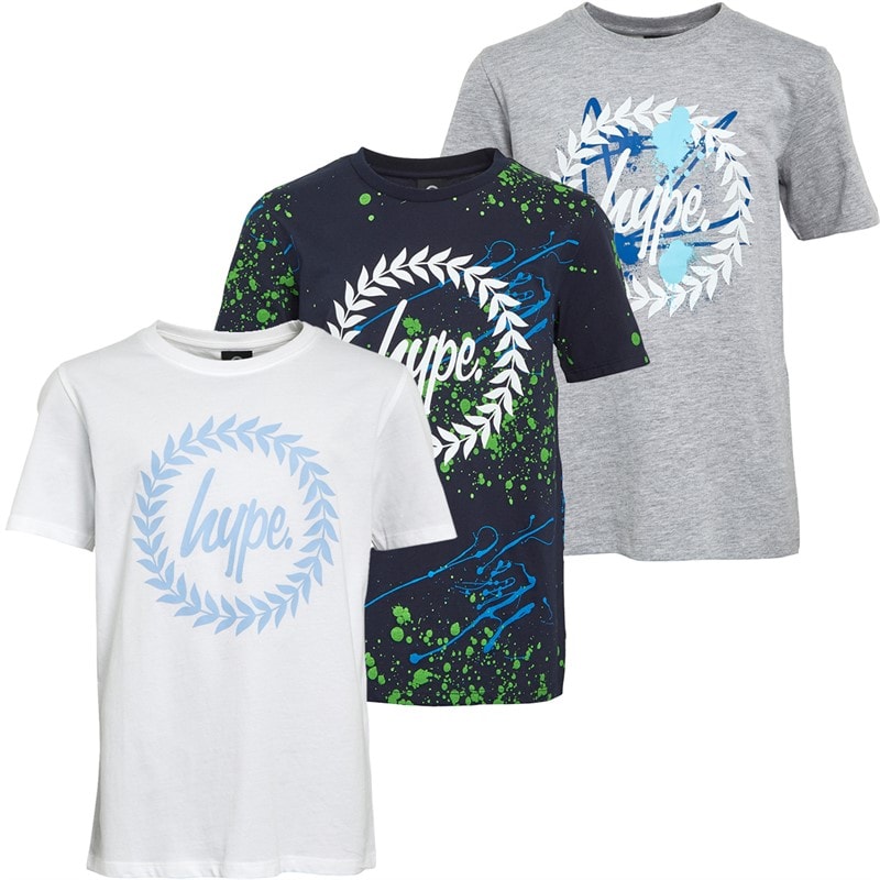 Hype Boys Three Pack T-Shirts White/Navy/Grey