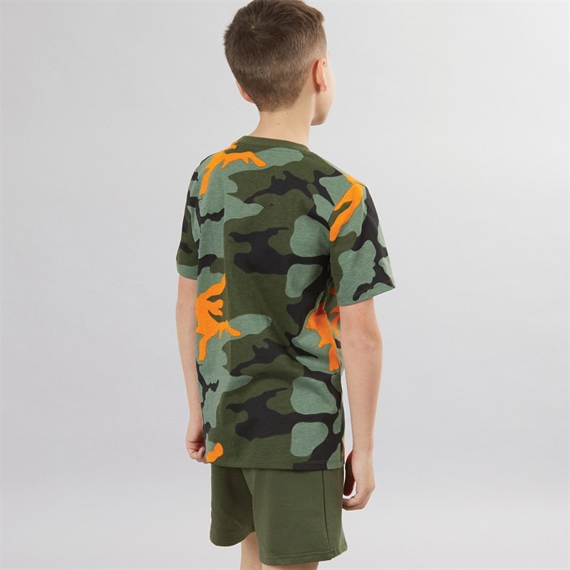 Hype Boys T-Shirt And Shorts Set Khaki/Orange - Image 2