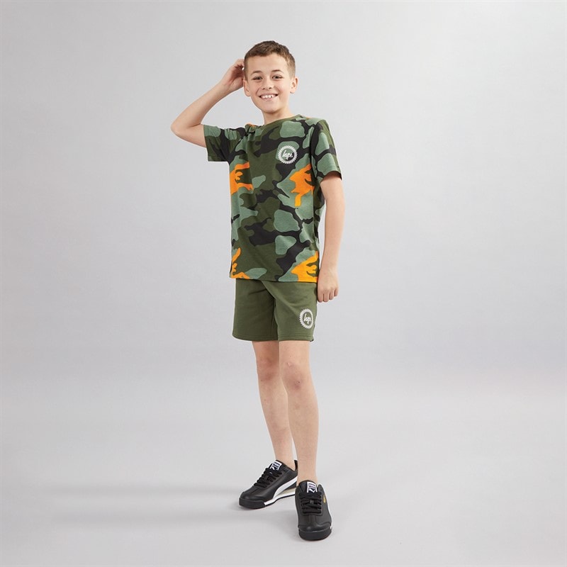 Hype Boys T-Shirt And Shorts Set Khaki/Orange - Image 3
