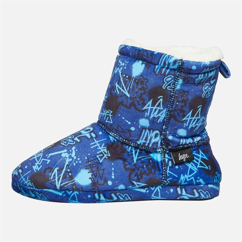 Hype Junior Boys Arcenza Bootee Slippers Blue - Image 2