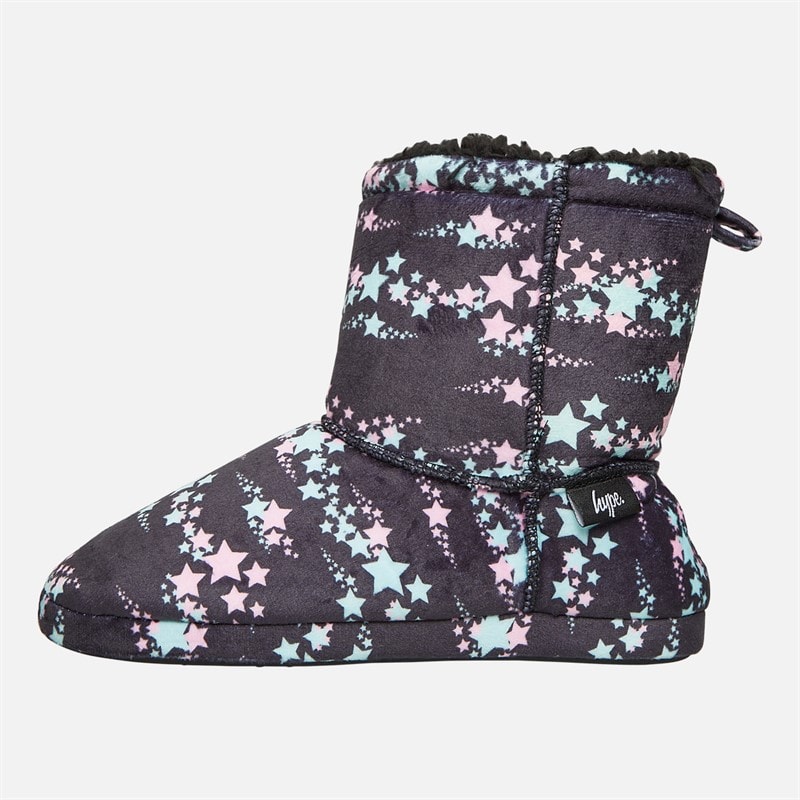 Hype Junior Girls Ristio Bootee Slippers Black - Image 2