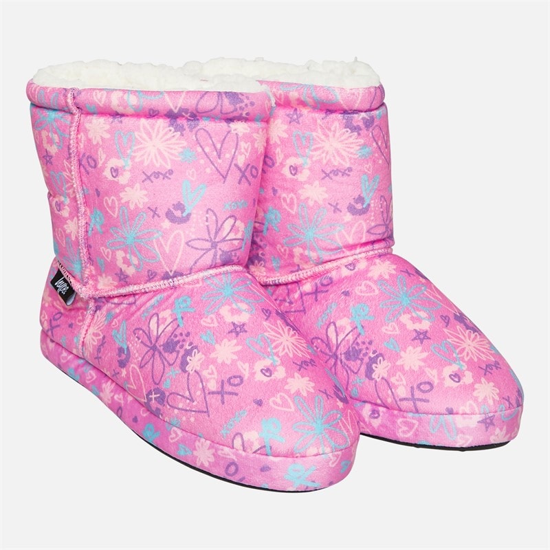 Hype Junior Girls Espara Bootee Slippers Pink - Image 1
