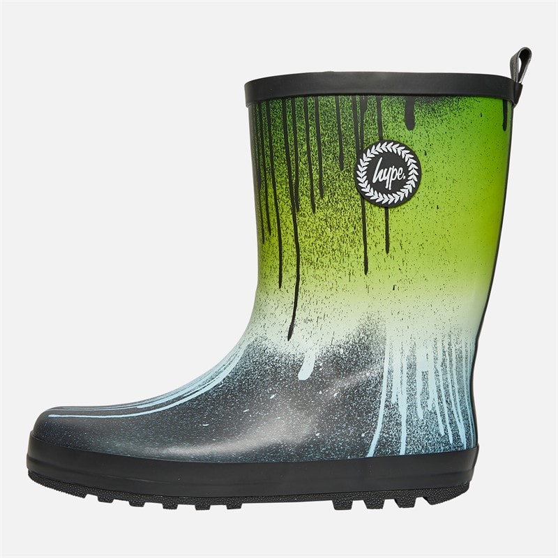 Hype Junior Olvine Drips Wellies Black/Green - Image 2